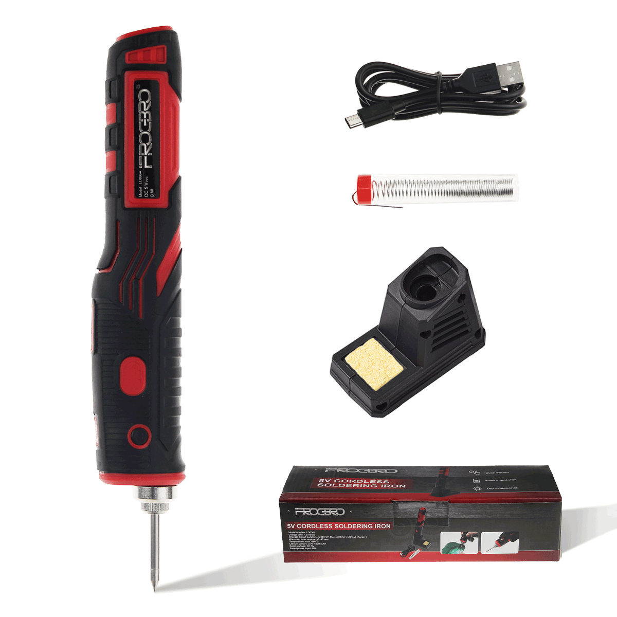 Rechargable and Cordless Touch Sensor Soldering iron Kit with Spotlights