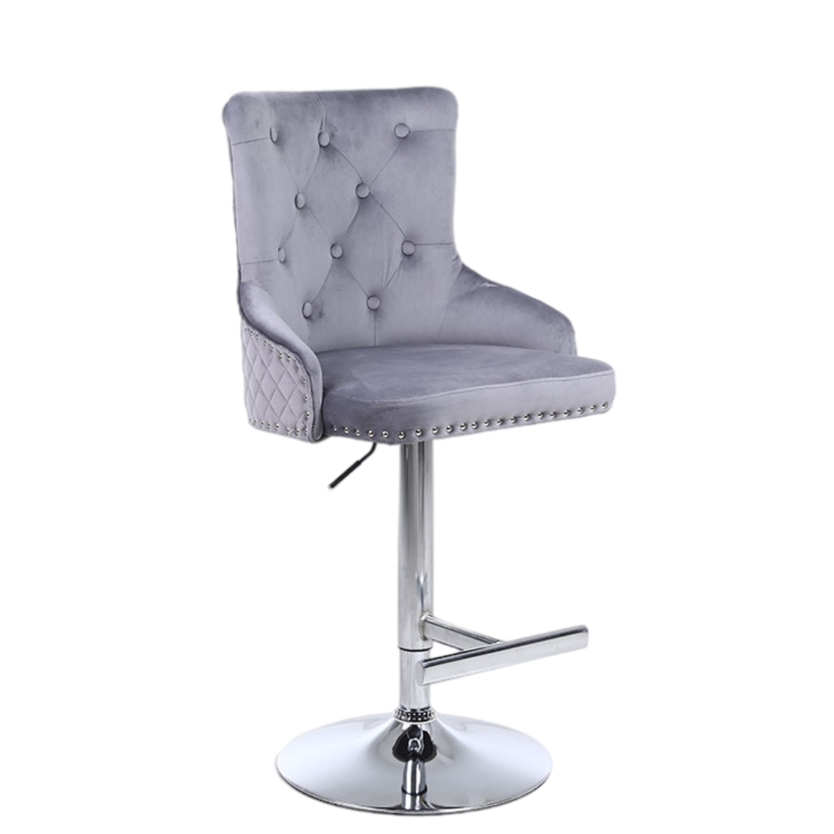 Velvet Bar stool with lion knock