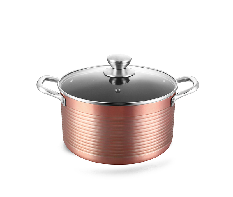 Pressed aluminum non-stick stock pot