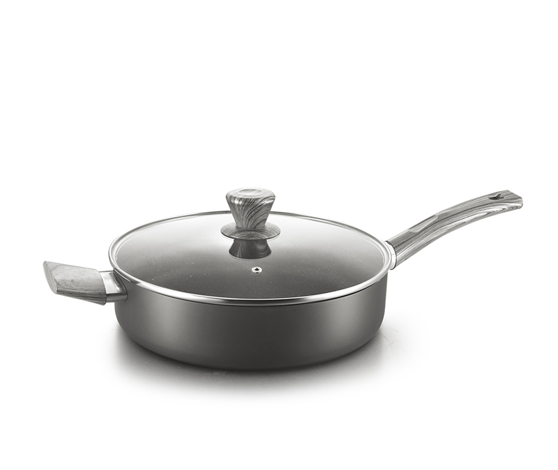 Pressed aluminum non-stick deep fry pan