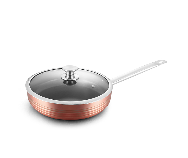 Pressed aluminum non-stick deep fry pan