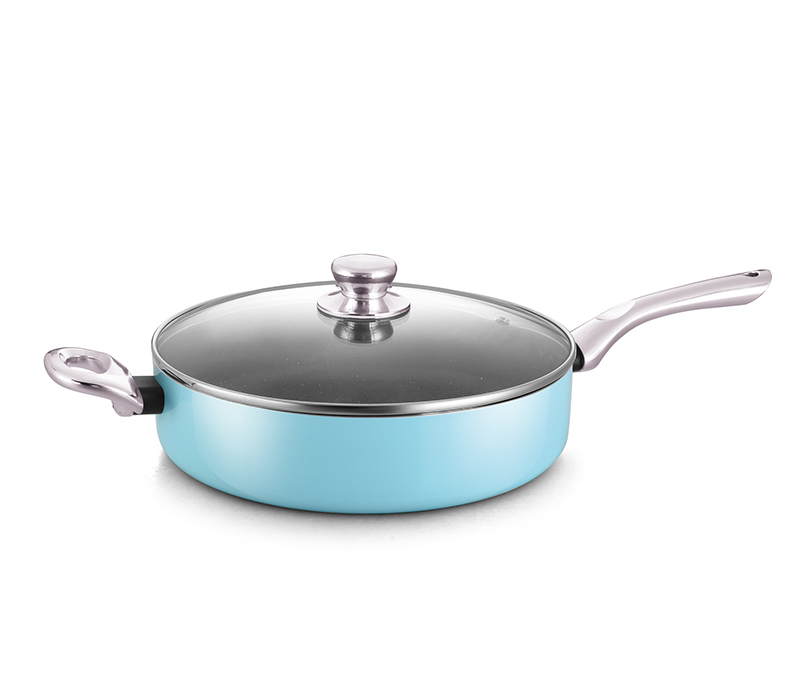 Pressed aluminum non-stick deep fry pan