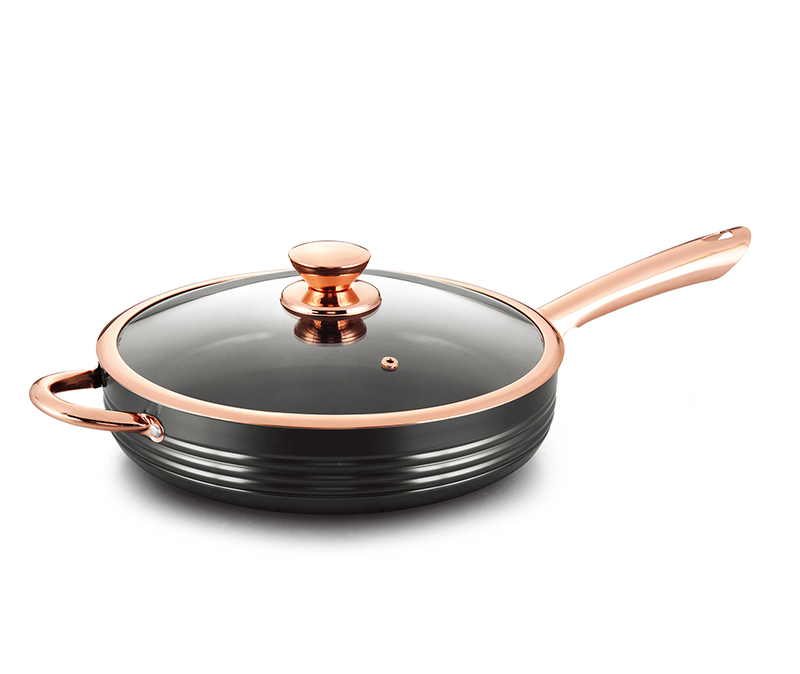 Pressed aluminum non-stick deep fry pan