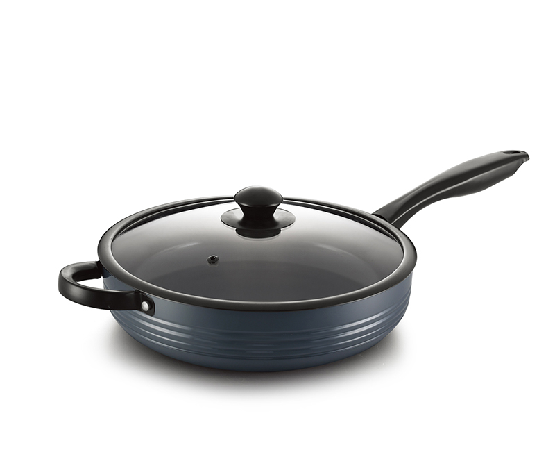 Pressed aluminum non-stick deep fry pan