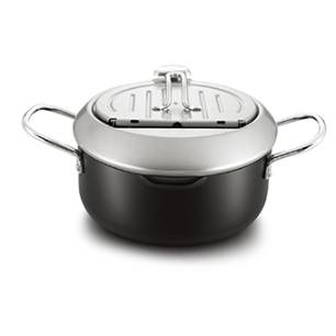 Pressed carbon steel non-stick tempura pot
