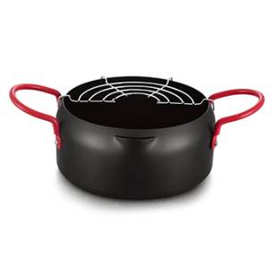 Pressed carbon steel non-stick tempura pot