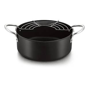 Pressed carbon steel non-stick tempura pot