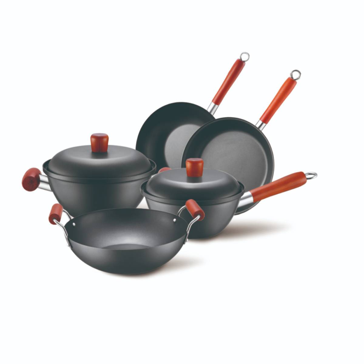 Pressed carbon steel professional non-stick cookware set
