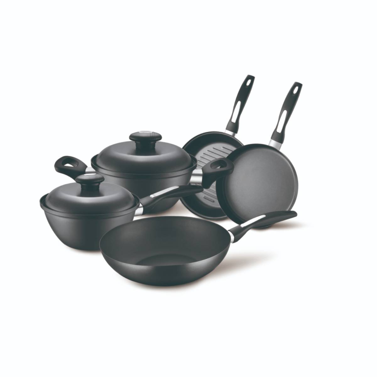 Pressed carbon steel professional non-stick cookware set