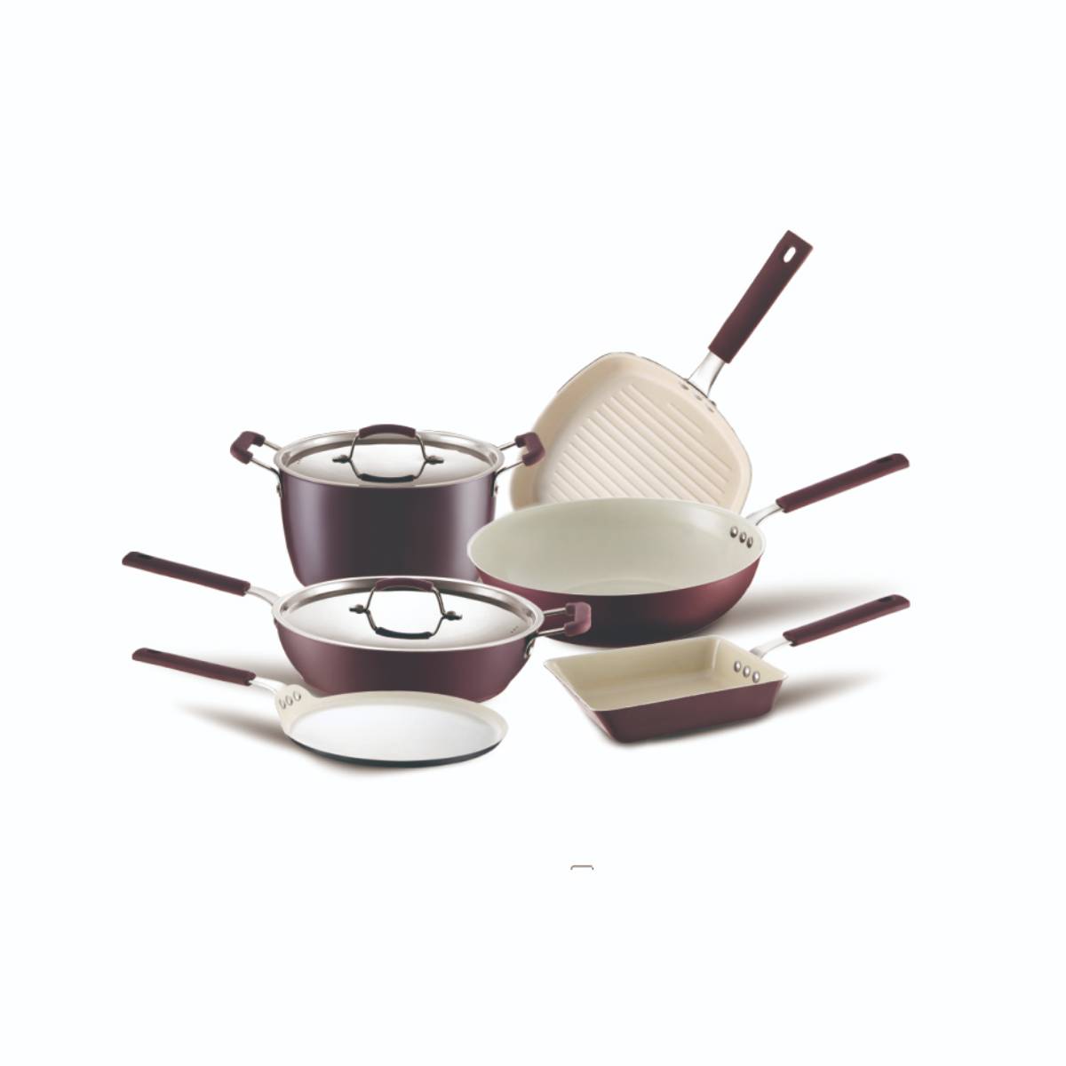 Pressed carbon steel non-stick cookware set with flare edge
