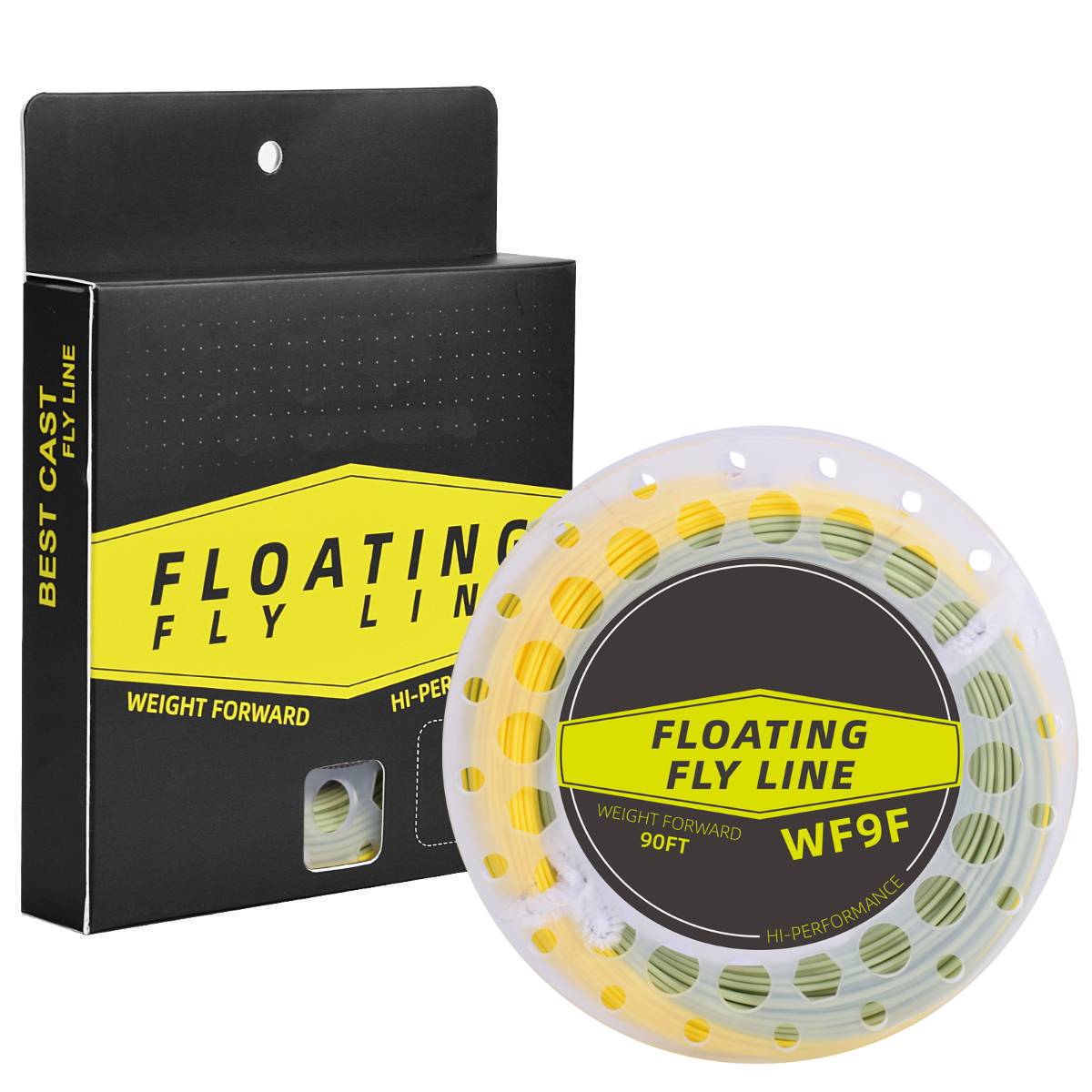 SF Fly Fishing Floating Line with Welded Loop Weight Forward 90FT WF2-8F, Moss Green/Yellow