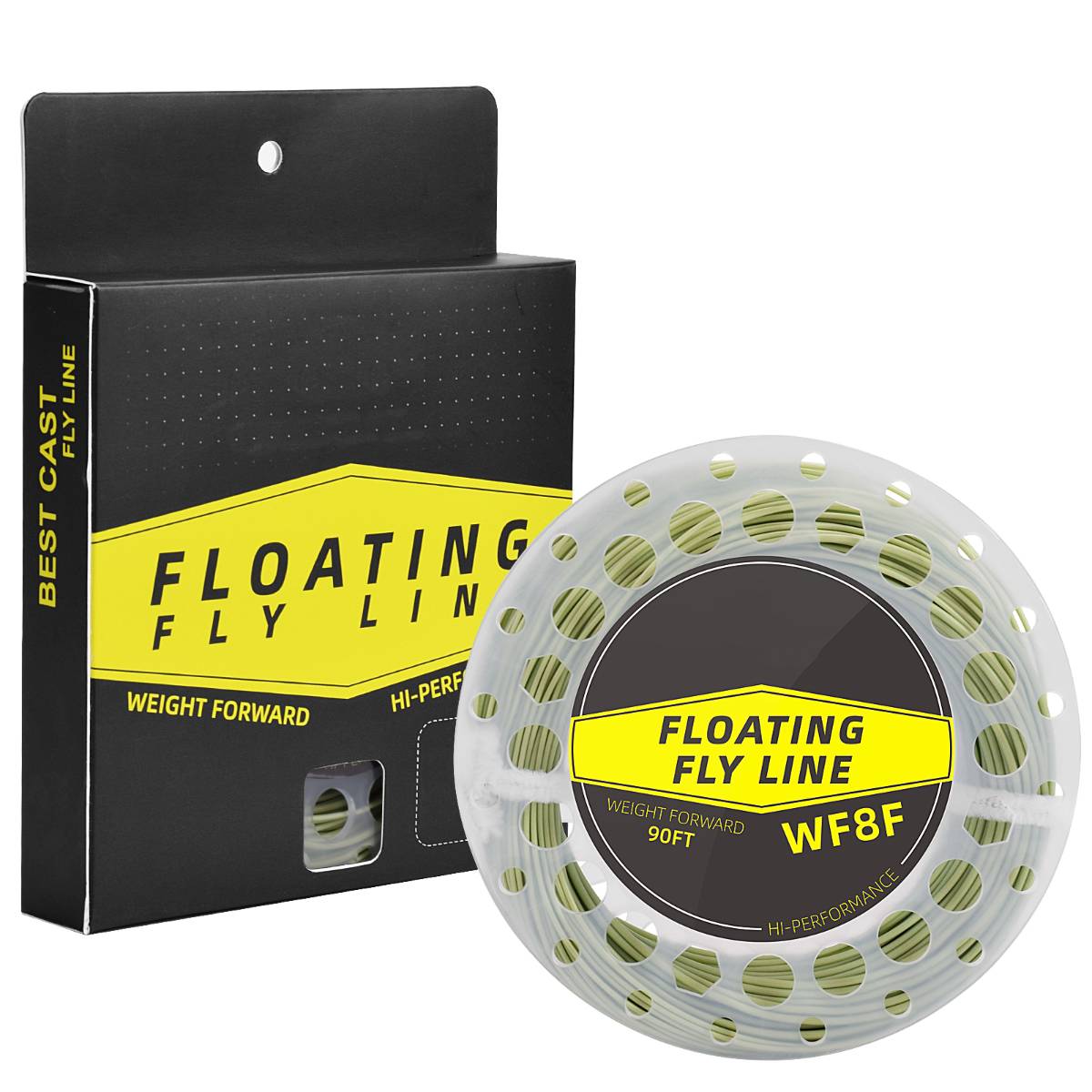 SF Fly Fishing Floating Line with Welded Loop Weight Forward 90FT WF2-8F, Moss Green