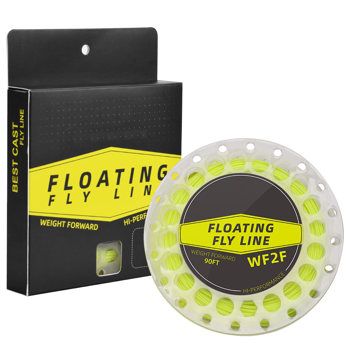 SF Fly Fishing Floating Line with Welded Loop Weight Forward 90FT WF2-8F, Fluo Yellow