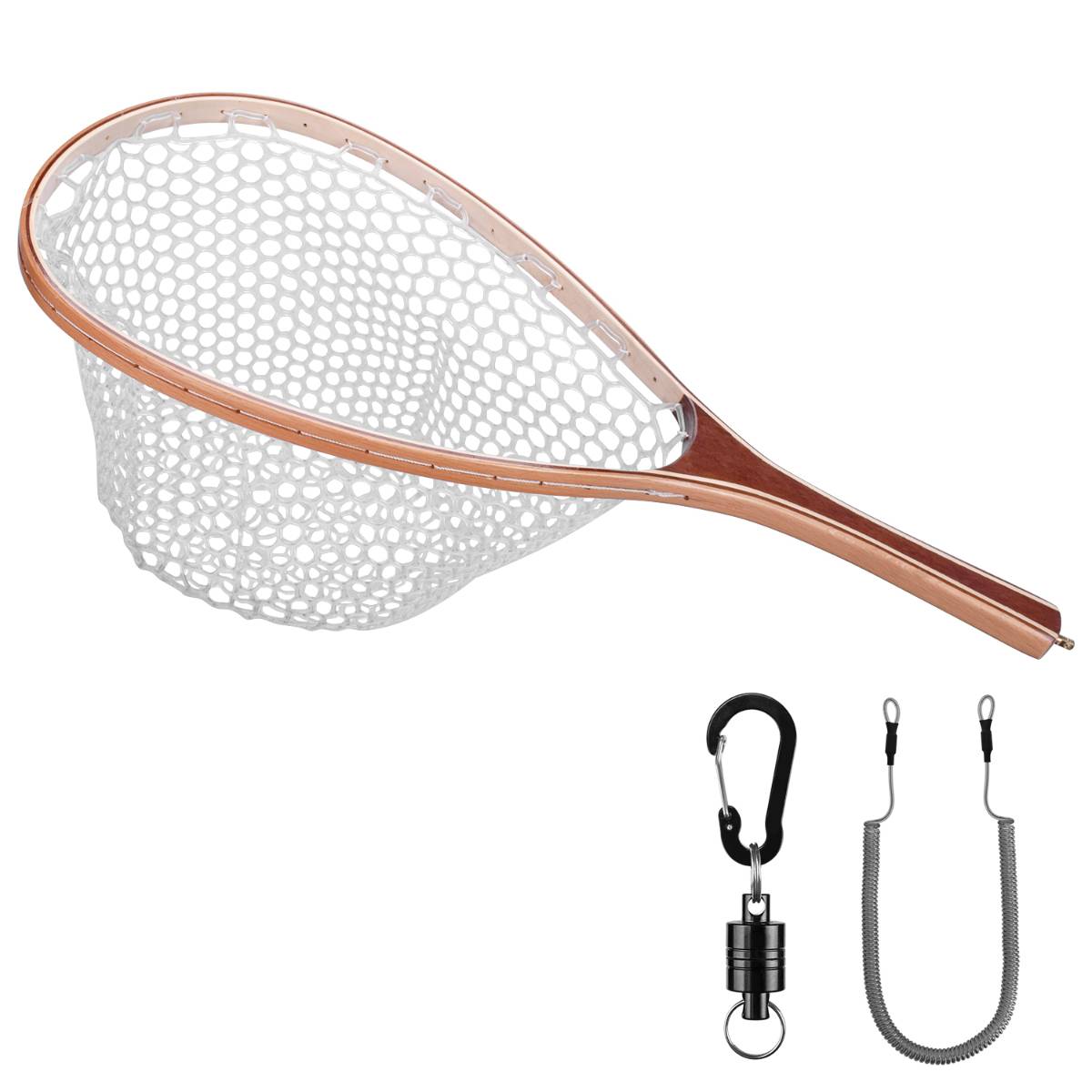 SF Fly Fishing Landing Net Soft Rubber Mesh Trout Net, Round Head