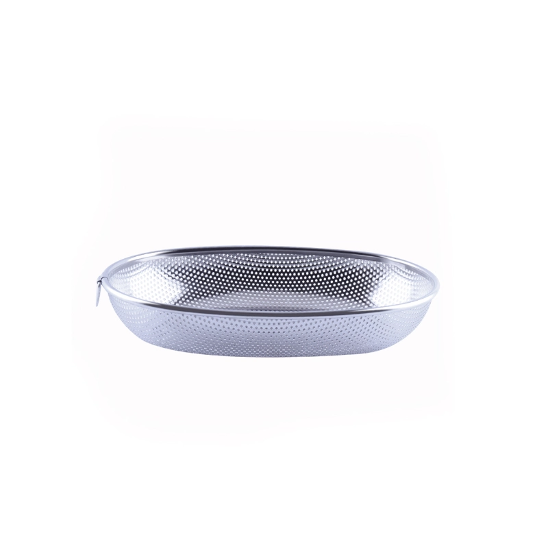 S/S shallow oval colander