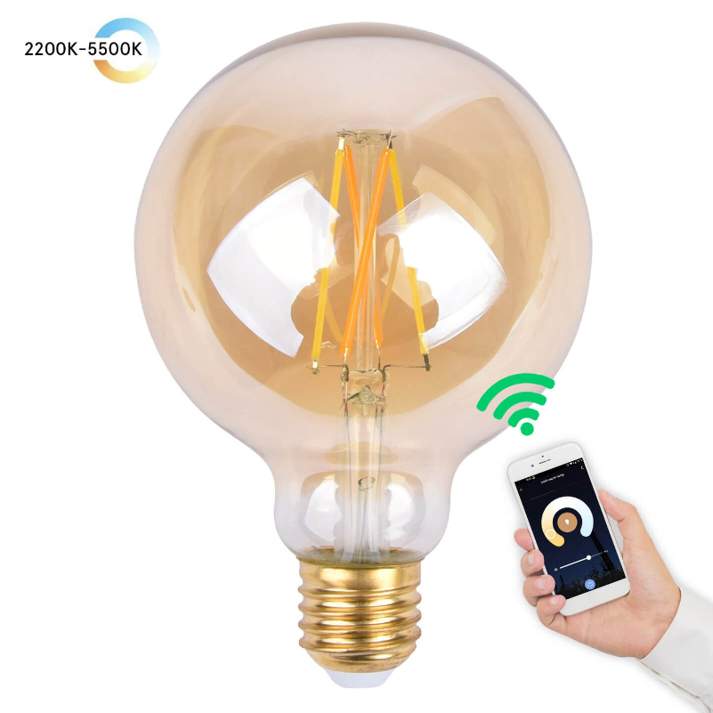 Ampoule intelligente G95 d'Edison de globe du filament LED de Tuya Wifi