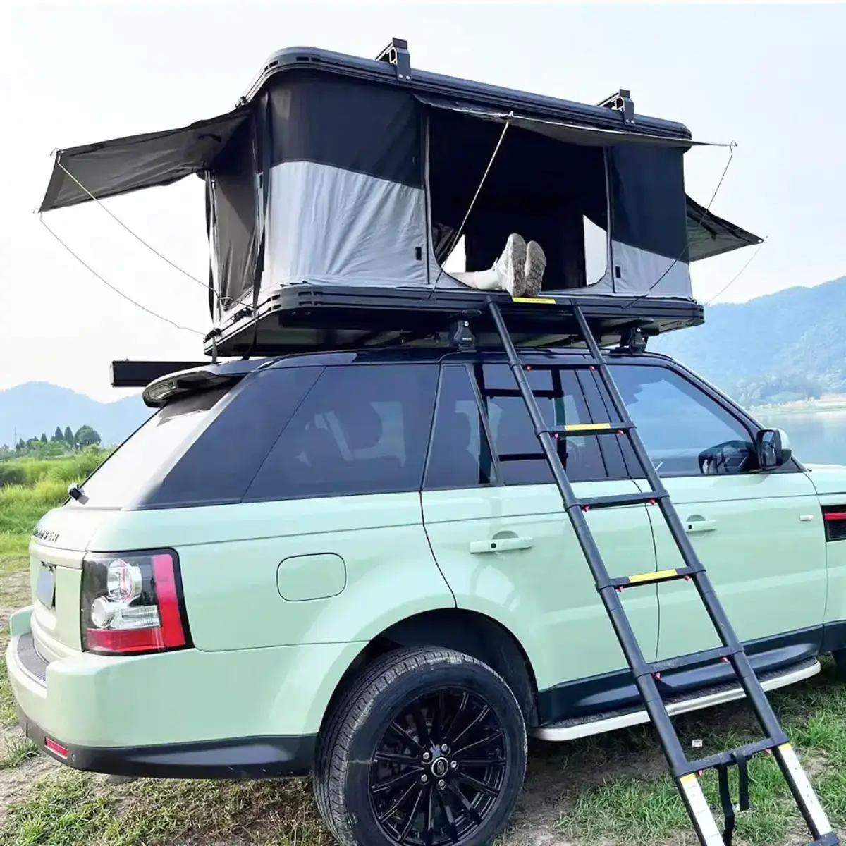 Yescom Toldo lateral de automóvil de 4.6 x 6.6 pies con luz LED extraíble  para tienda de campaña de refugio PU2000 mm UV50+, SUV para acampar al aire