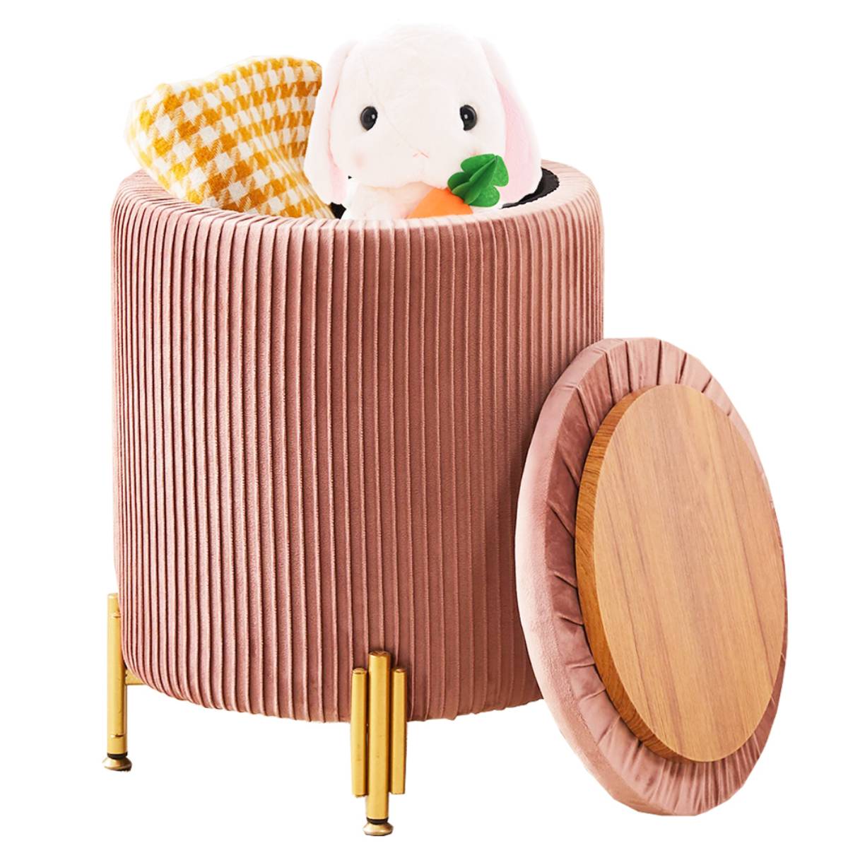 New Large Capacity Foldable Household Round Metal Storage Ottoman