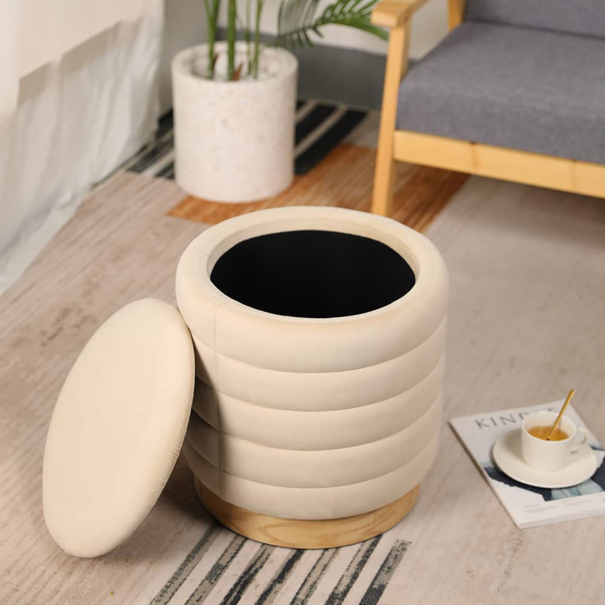 Large Capacity Cushion Sofa Storage Ottoman