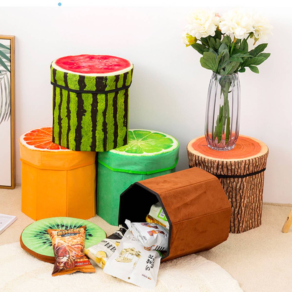 Durable Foldable Household Flannelette Storage Ottoman