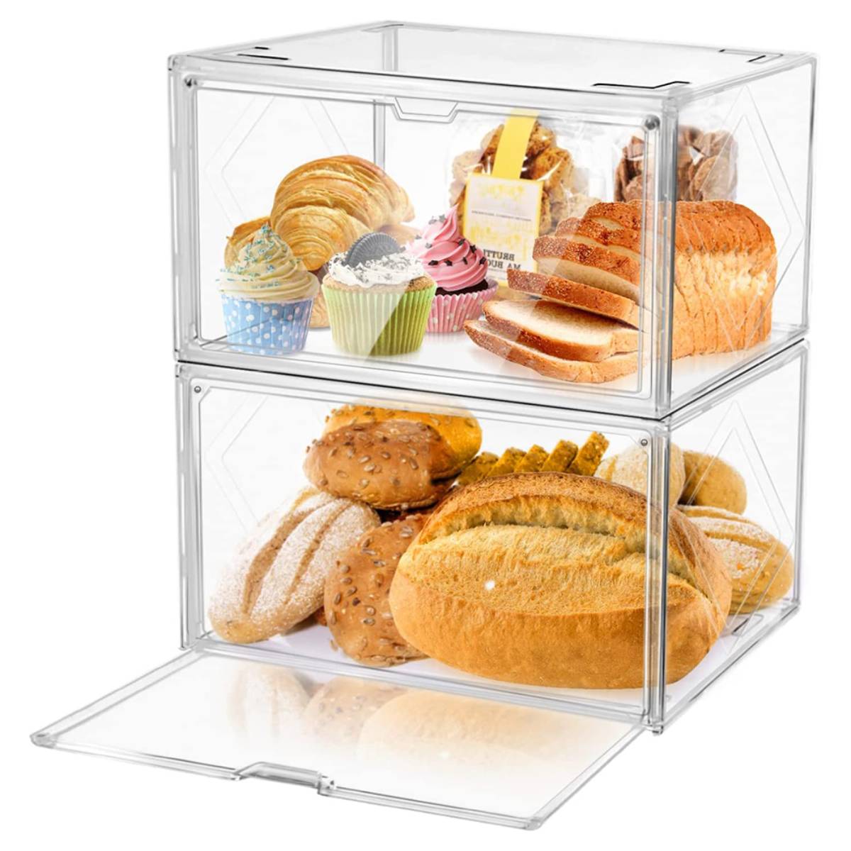 Multifunctional Stackable Foldable Transparent Plastic Bread Storage Box