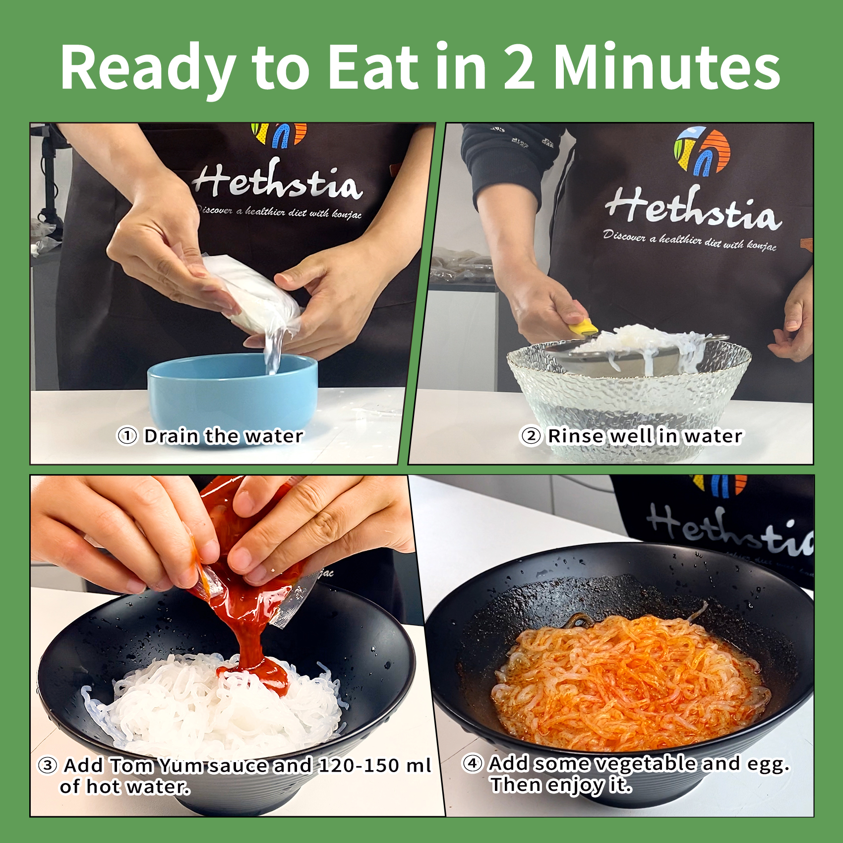 A picture of how to cook Hethstia Tom Yum flavor konjac hair pasta