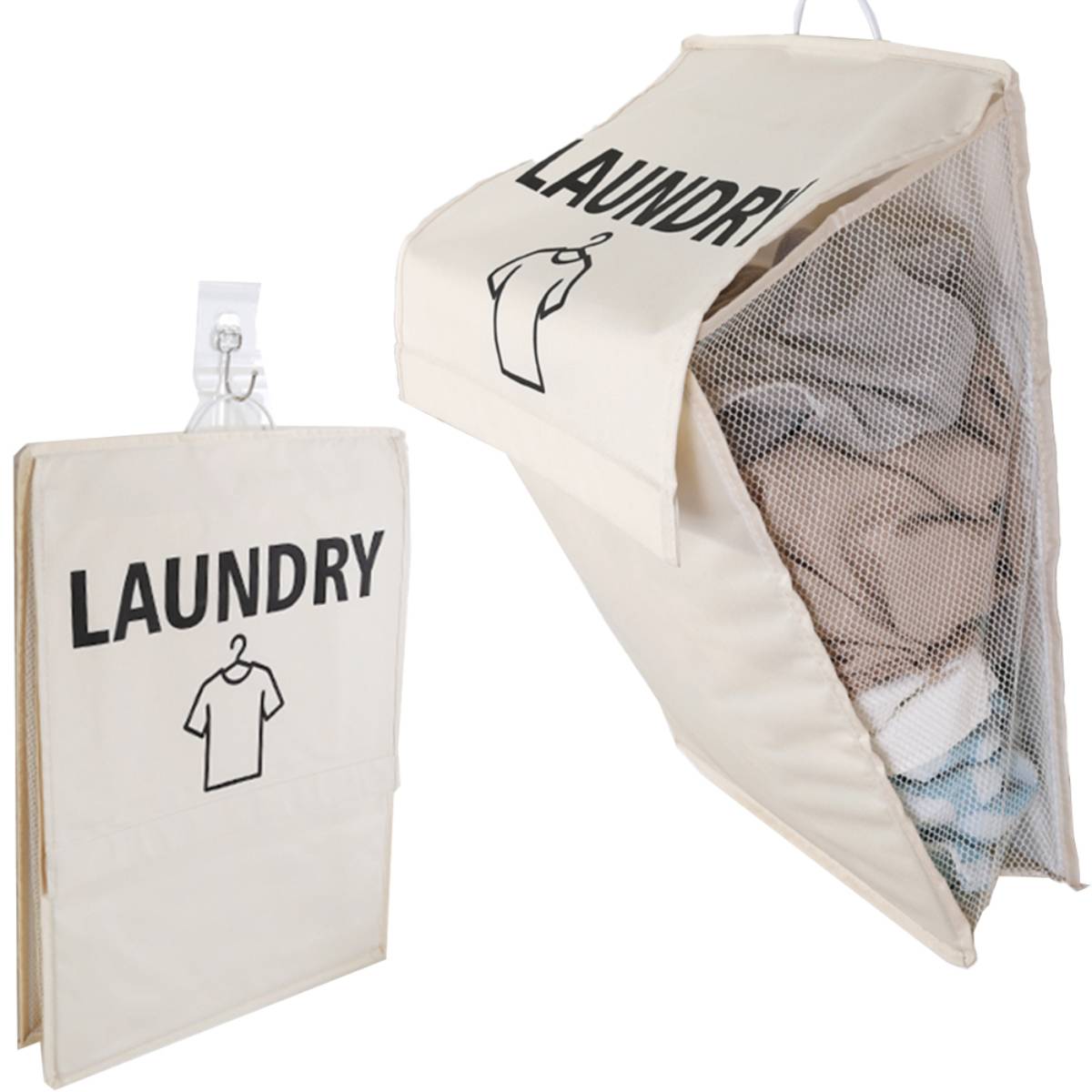 Multifunctional Mesh Pocket Hanging Laundry Basket