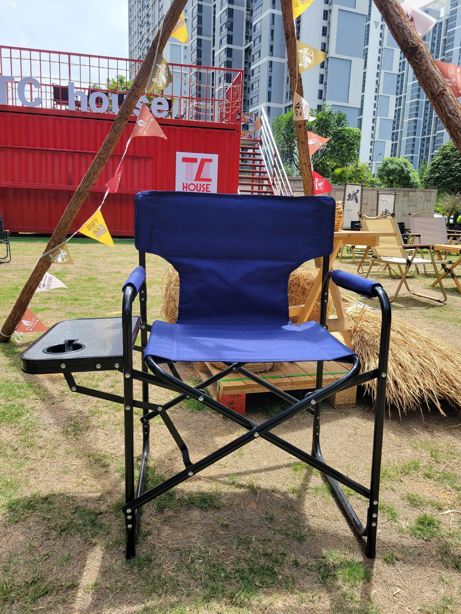 Director's Chair with Linkage Mechanism Outdoor Seating Solution