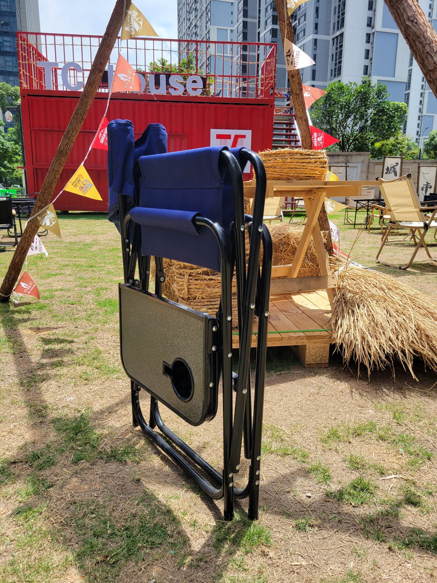 Director's Chair with Linkage Mechanism Outdoor Seating Solution