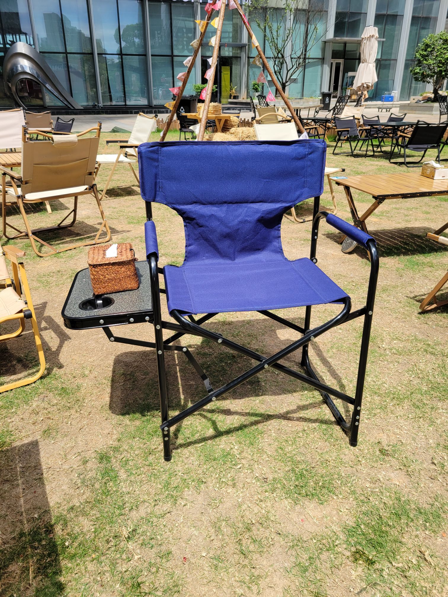 Director's Chair with Linkage Mechanism Outdoor Seating Solution