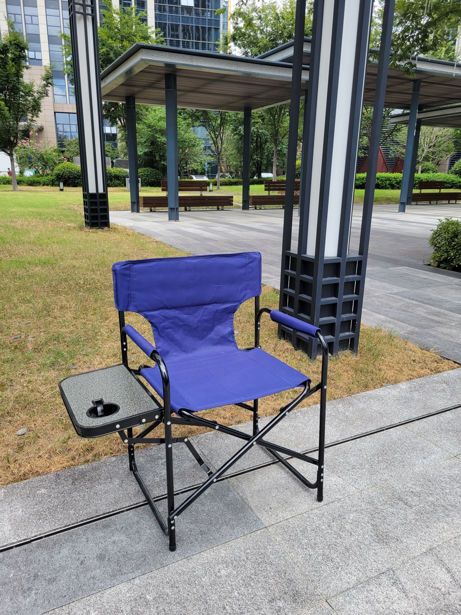 Director's Chair with Linkage Mechanism Outdoor Seating Solution