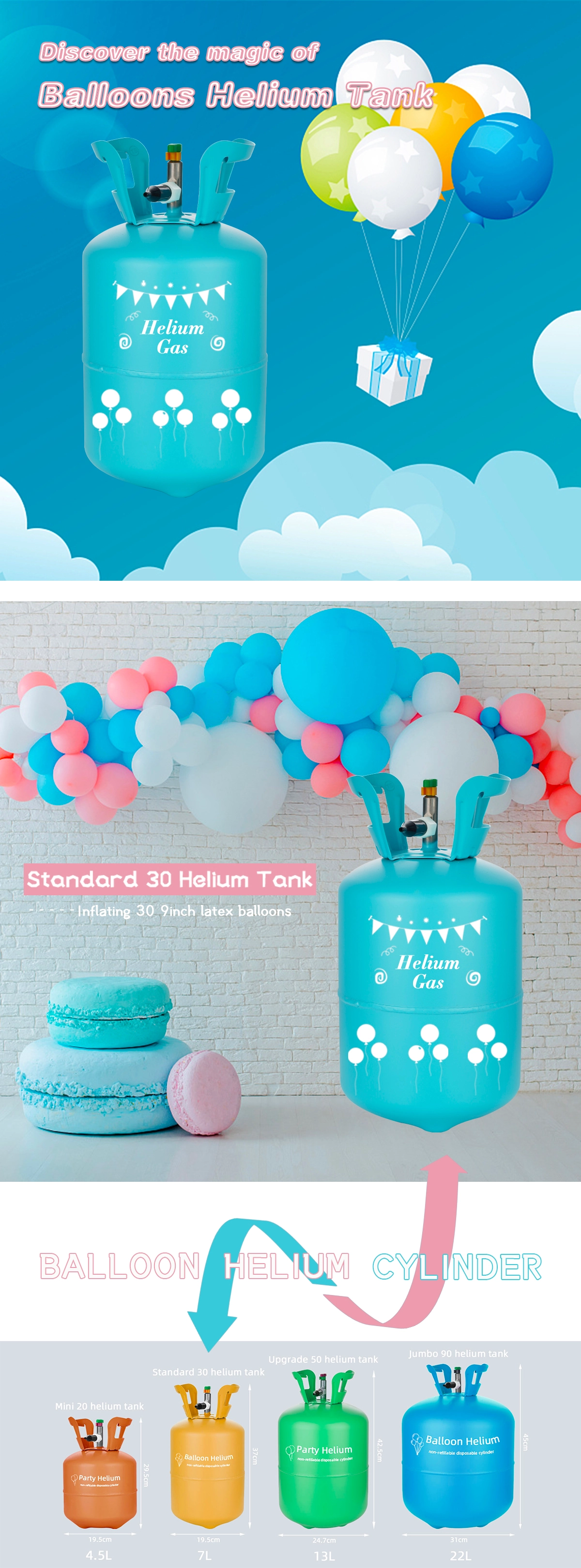Standard 30 Helium Balloons Tank