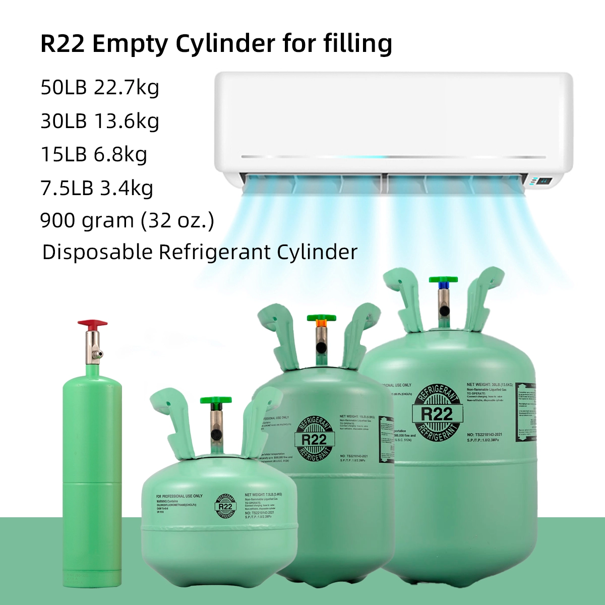 R22 30LB 50LB Refrigerant gas cylinder