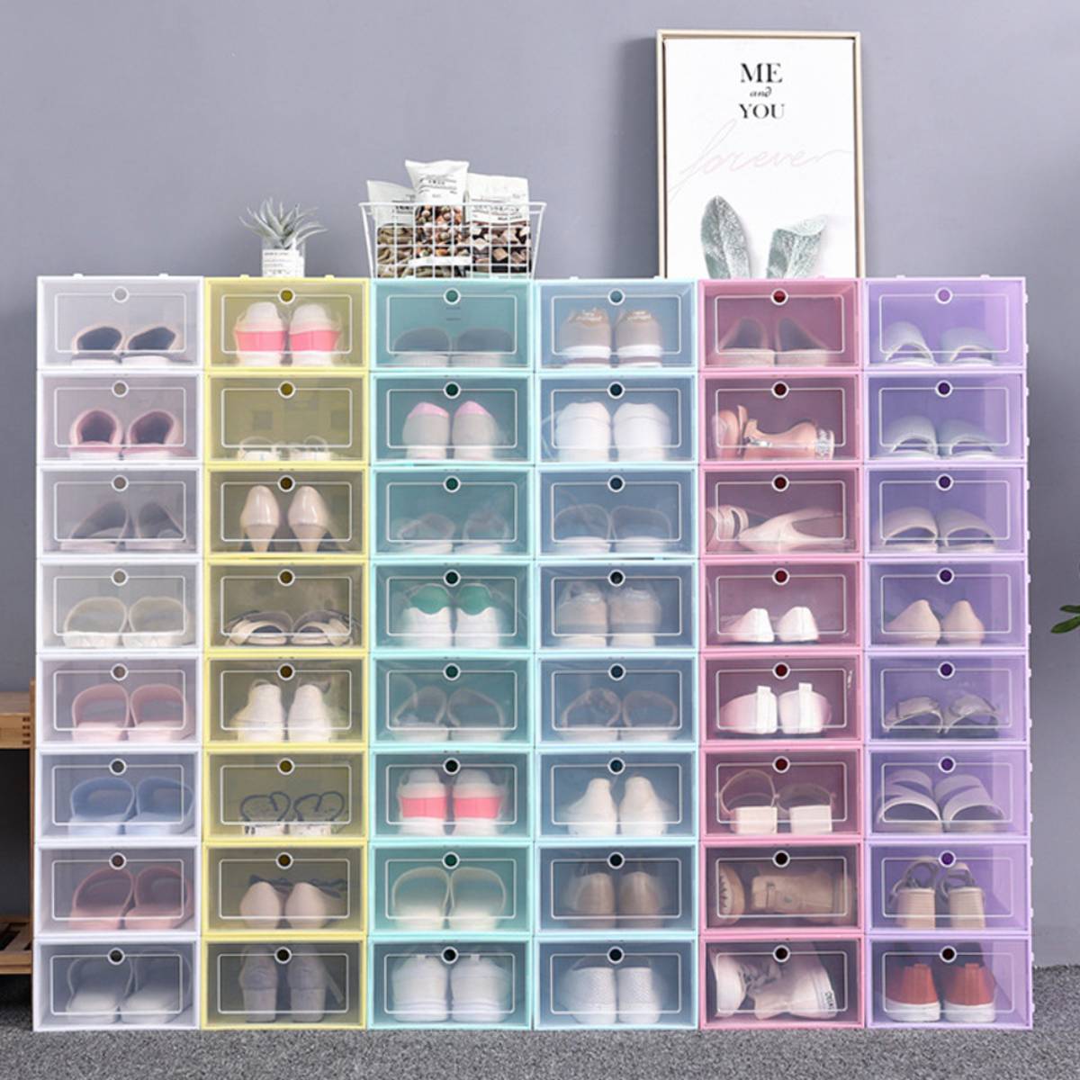 Home Bedroom Dust And Waterproof Assembled Plastic Shoe Box Shoe Organizer