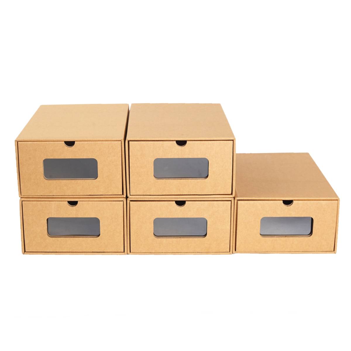 Eco-Friendly Foldable Lightweight Stacked Cardboard Shoebox With Transparent Window