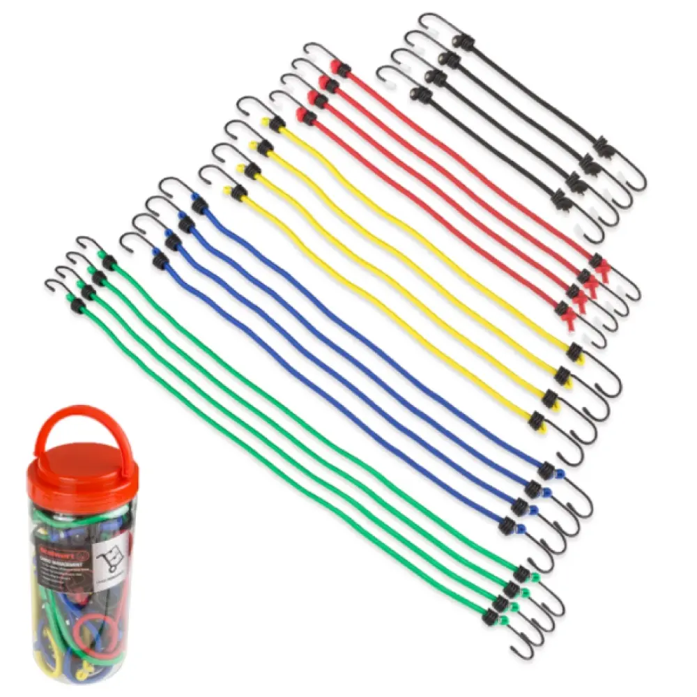 Aisport 20-Pack of Assorted Length Bungee Cords with Hooks in Plastic Jar