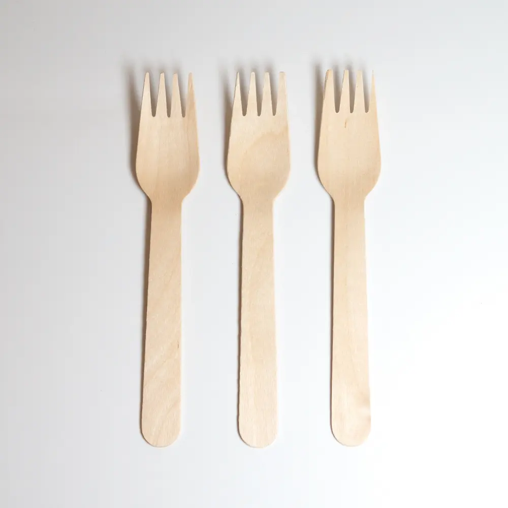 100% Natural Bulk Disposable 160mm Wooden Fork