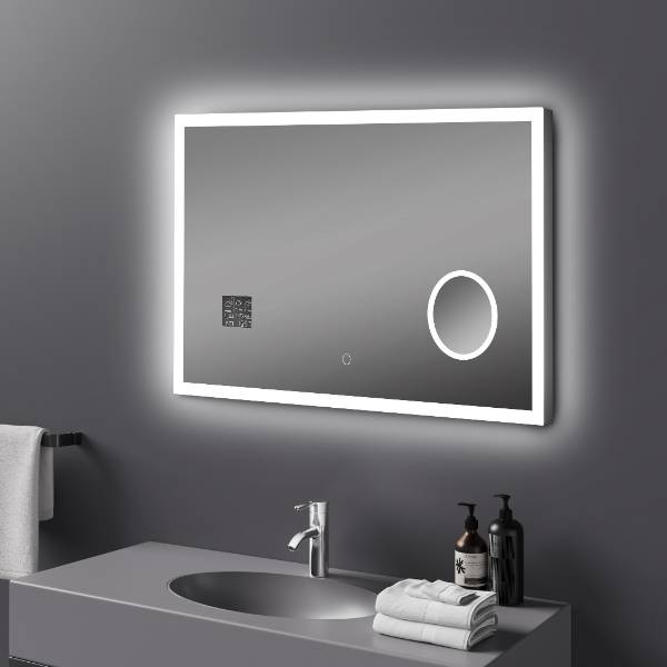 Evokor LED Smart Bathroom Mirror with Weather Forecast Anti Fog Mirror