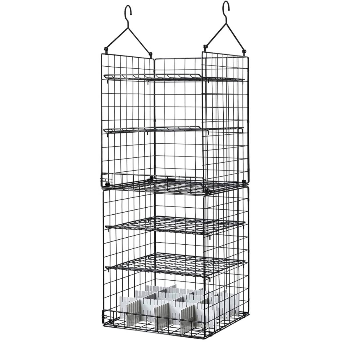 Organizer Of Six-Layer Folding Metal Hanging Clothes And Shoes Storage Closet
