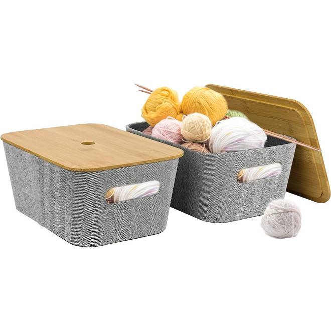 Foldable Dust-Proof And Waterproof Bamboo Cover Storage Box Set