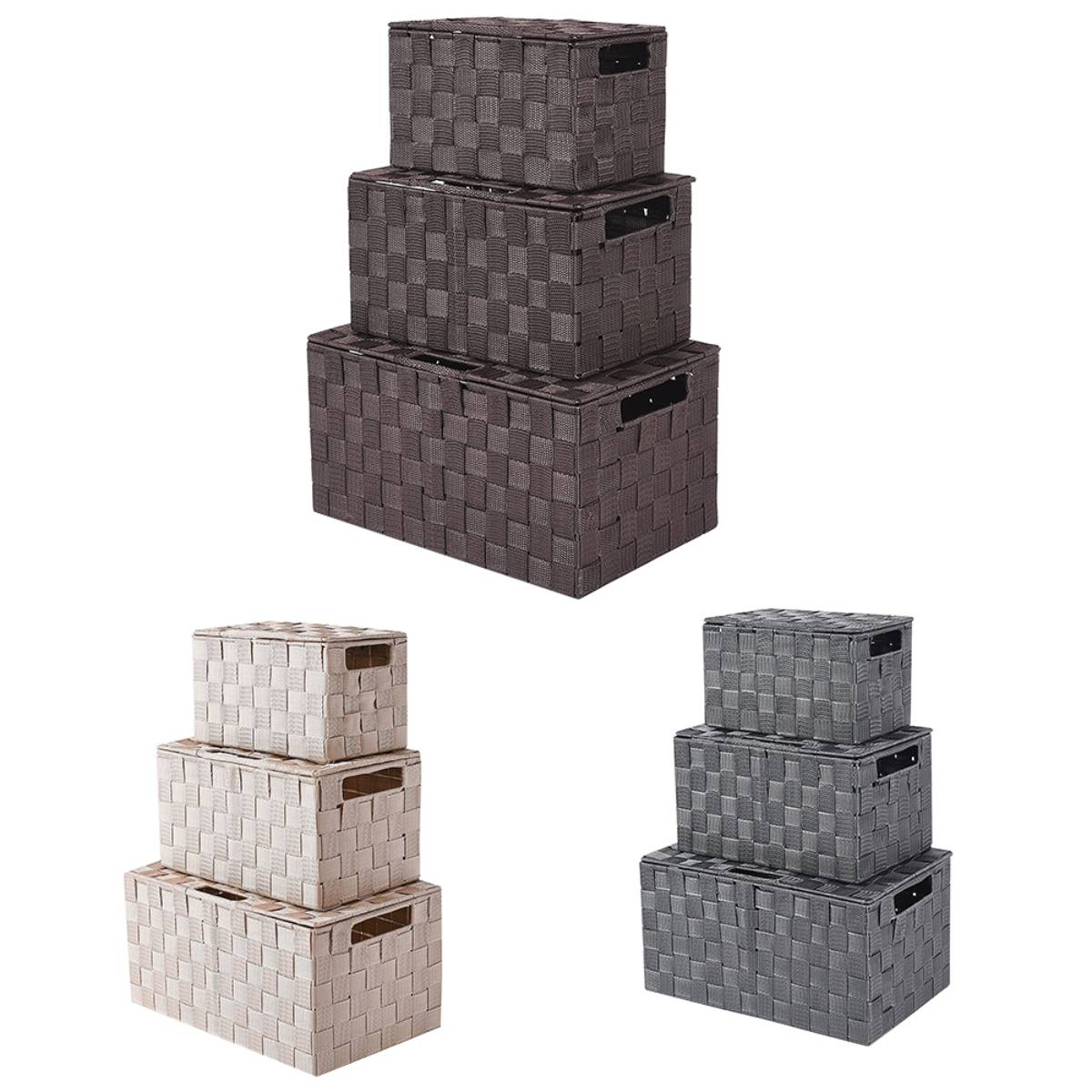 High Quality Collapsible Woven Home Storage Box 3-Piece Set