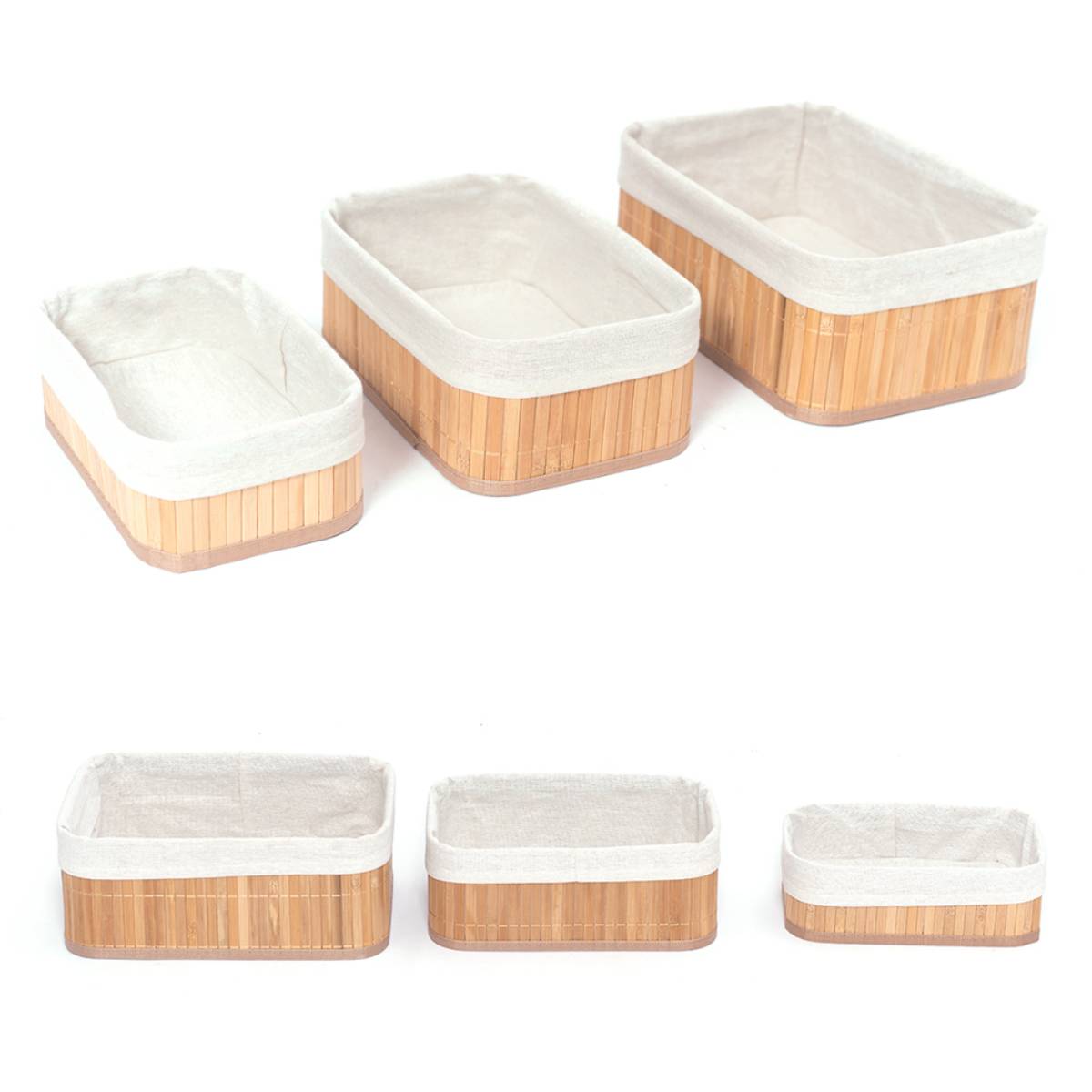 Home Clothes Organizer Woven Storage Basket Bamboo Storage Box Set