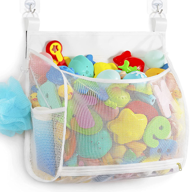 Bathroom Children's Mesh Toy Storage Bag Bottom Zipper