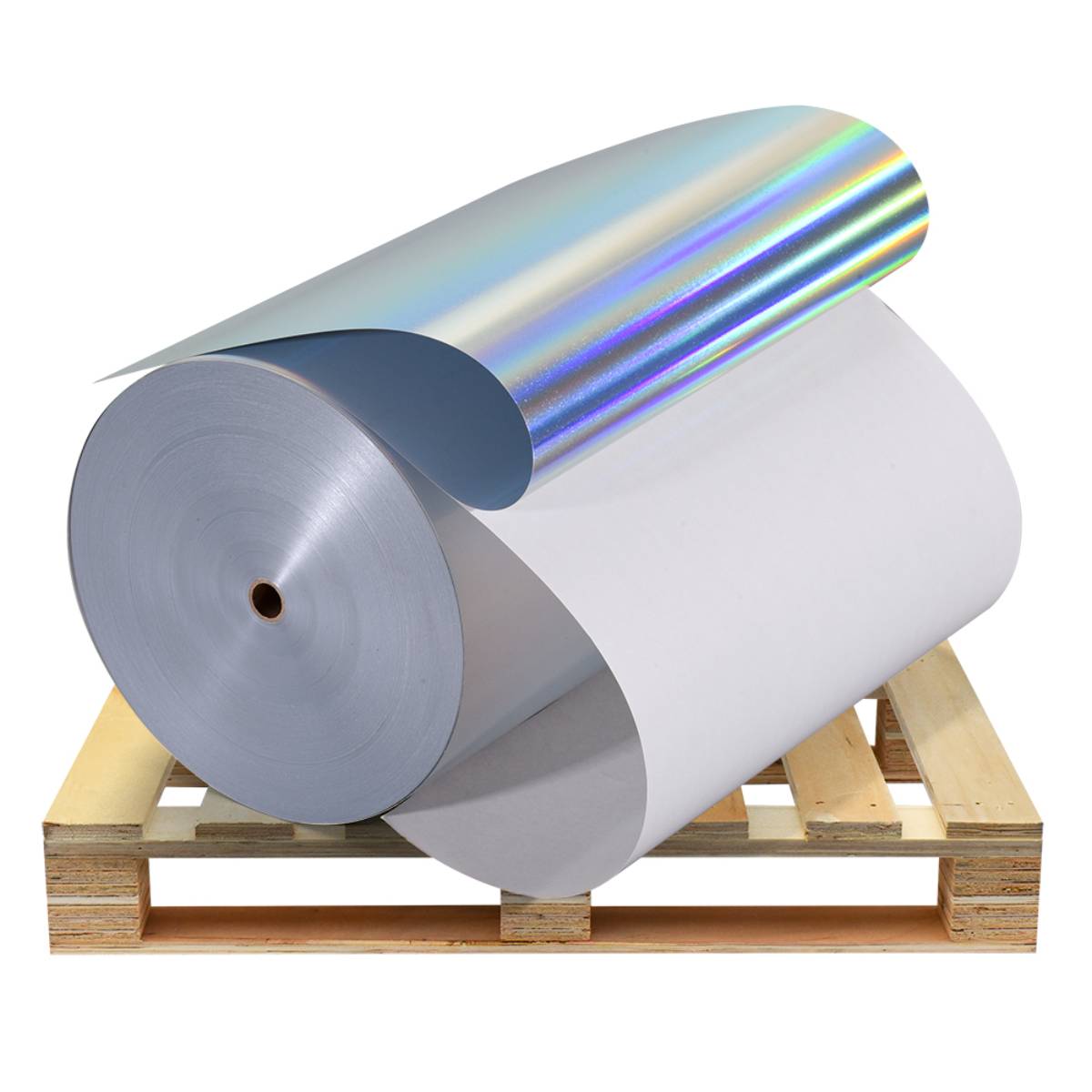 Inkjet water-based 80g white liner 95mic plain holographic PET jumbo rolls