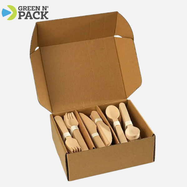 Natural Wood Disposable 160mm Wooden Cutlery Sets Combo Fork Knife Spoon