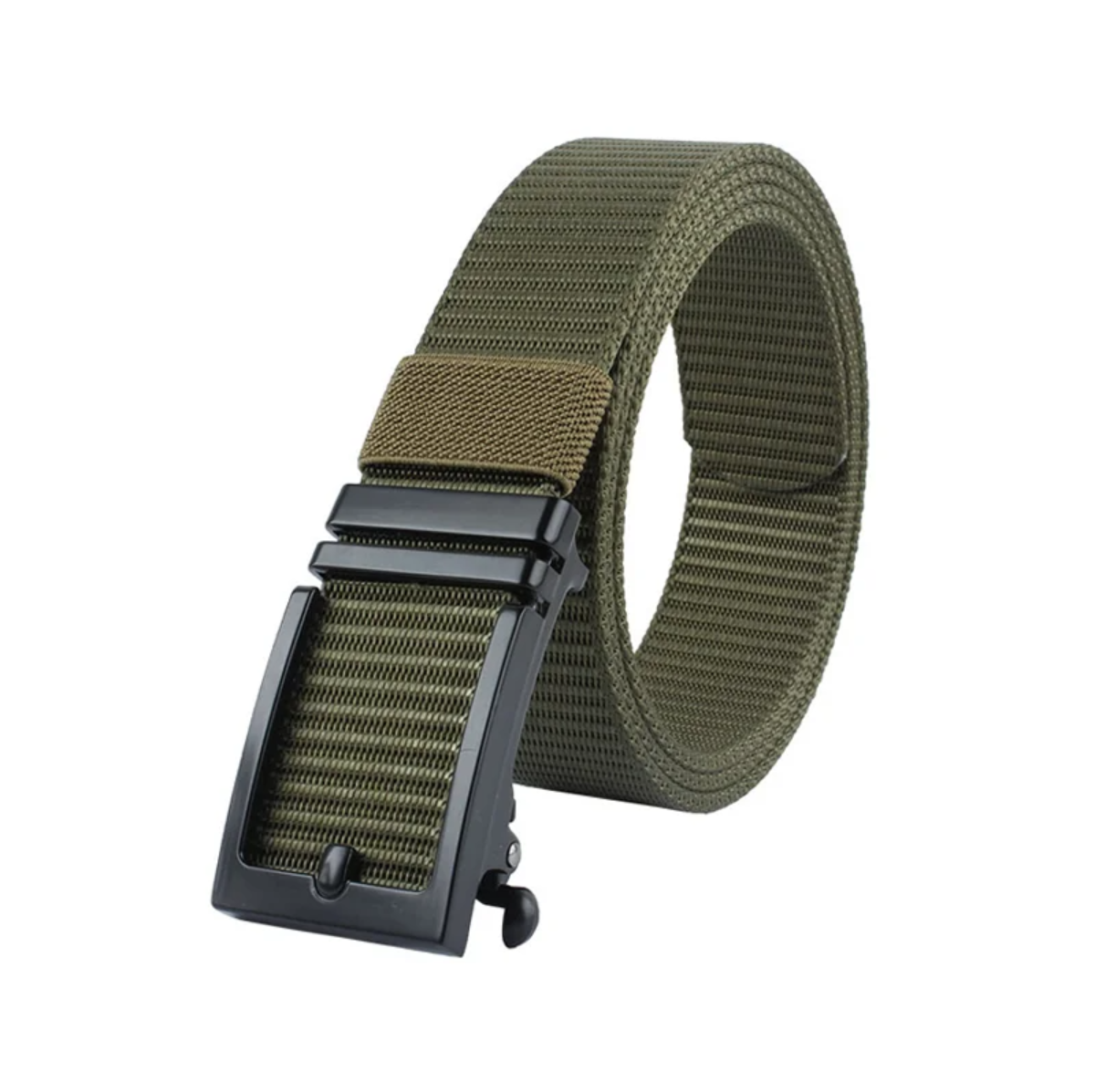 Men's Rubber Stopper Ratchet Belts Adjustable Nylon Webbing Strap Automatic Slide Belt