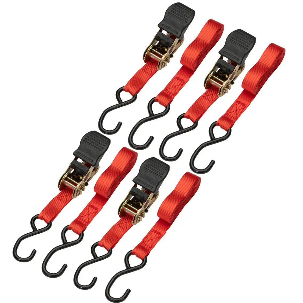 4PC x 1" x 15' 1200 lbs  Capacity Ratchet Tie Down