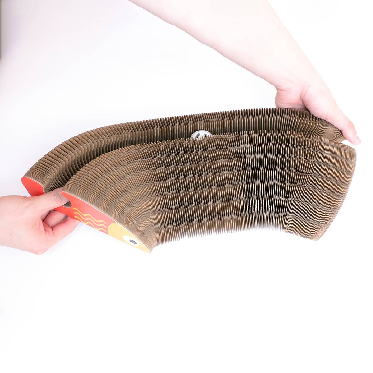Fish shaped cat scratching board with toy ball
