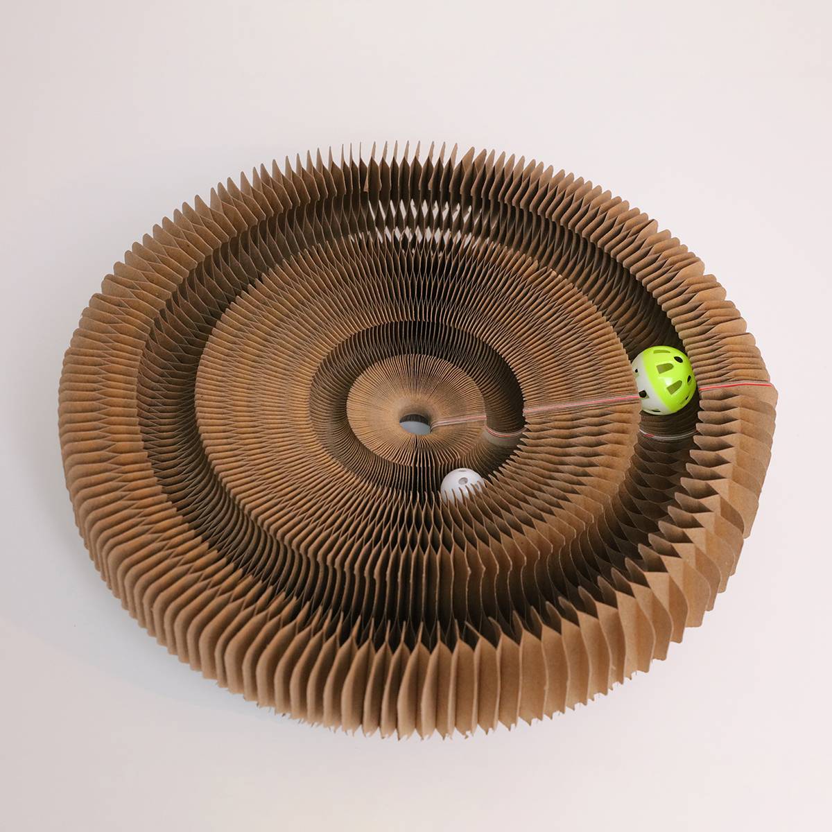 Car shaped cat scratching board with two circular toy balls