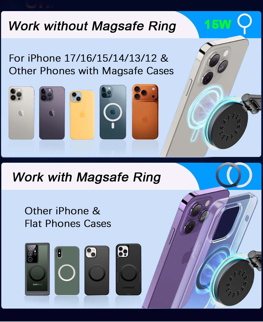 15W Magsafe Car Mount Charger